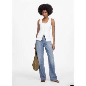 MADEWELL 100% Linen Scoopneck Cutaway Vest Salt White Button Up Size 0